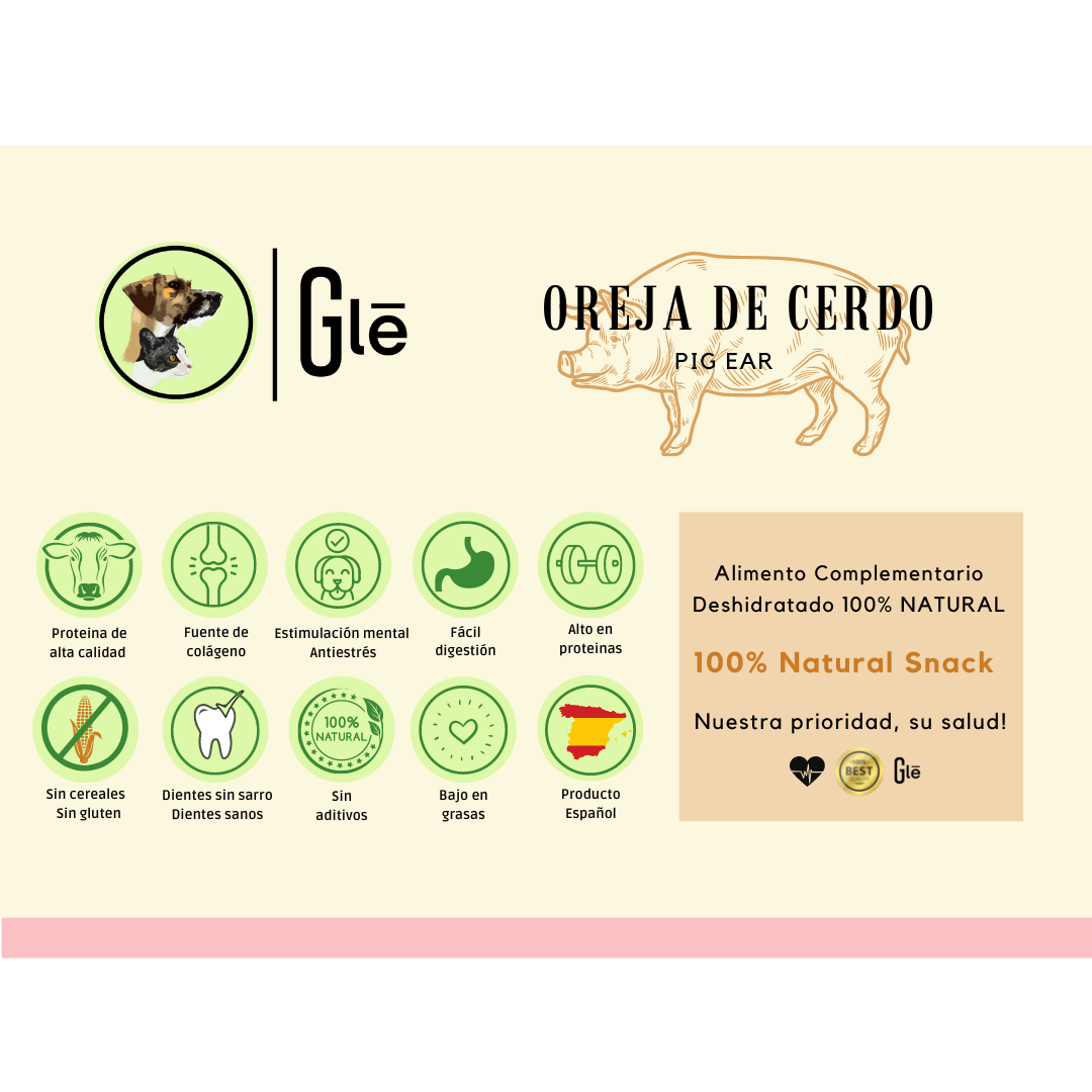 Orejas de cerdo Snacks y Premios Saludables - Dieta Barf Perros